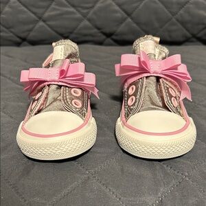 Chic Pink and Silver Kids Sneakers